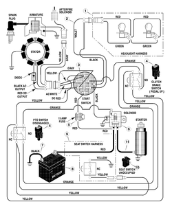 Electrical System Diagram and Parts List for 465306X31A 2004 Briggs and Stratton Lawn Tractor